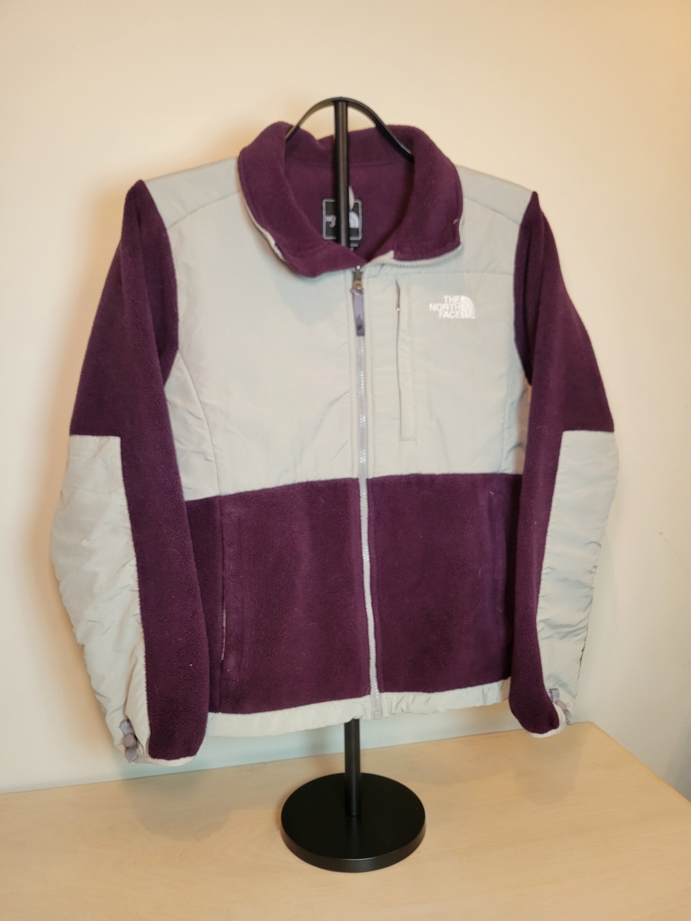 The North Face Denali Fleece Jacket Color Block Purple & Gray Medium